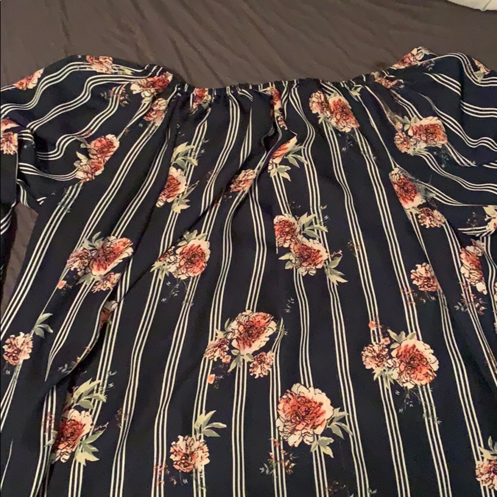 Floral stripe print blouse